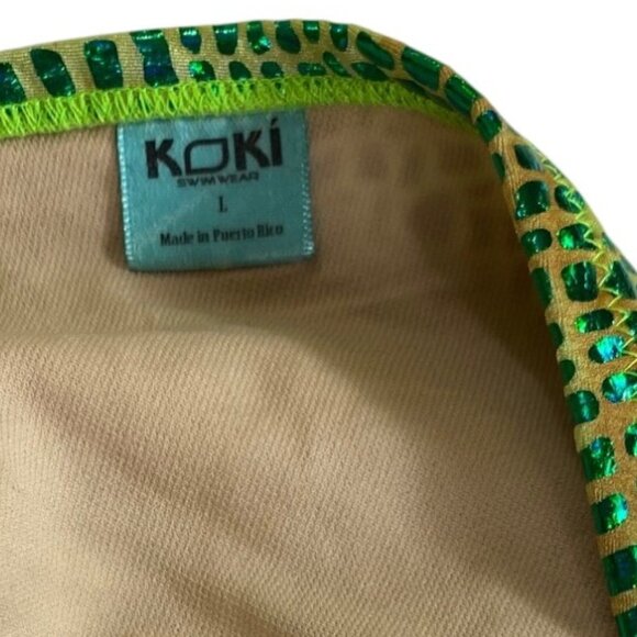 Koki Swimwear Sexy Green & Yellow Metallic Bikini‎ Large Bathing Suit Beach Pool - Picture 6 of 6